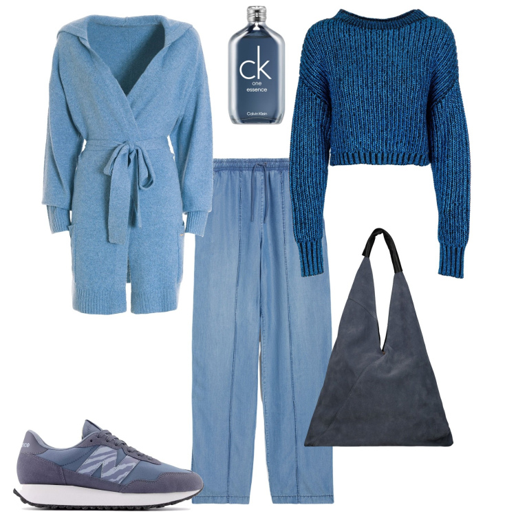 Outfit donna - Total look #2001670. Stile Vintage retrò per Scuola/Università. Abbinamento con profumi, sneakers, maglieria, cardigans, jeans, borse a spalla.