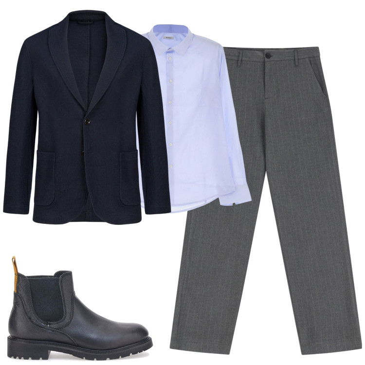 Outfit uomo - Total look #2001830. Stile Business/Elegante per Tutti i giorni. Abbinamento con camicie, pantaloni, stivali e stivaletti, giacche.