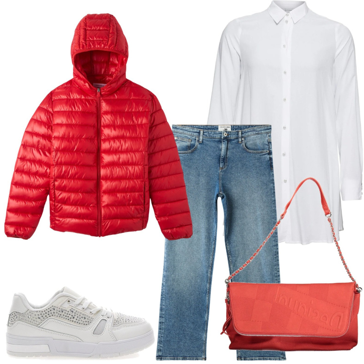 Outfit donna - Giubbino antivento. Stile Bon Ton per Tutti i giorni. Abbinamento con camicie, blazer, jeans dritti, sneakers, borse a mano.