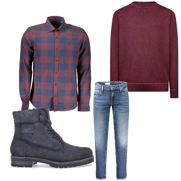 Outfit uomo - Quadretti. Stile Casual per Tutti i giorni. Abbinamento con stivali e stivaletti, maglieria, camicie, jeans skinny.