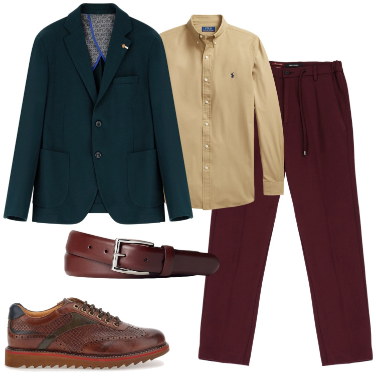 Outfit uomo - Total look #2001955. Stile Urban per Tutti i giorni. Abbinamento con pantaloni, giacche, camicie, cinture, scarpe stringate.
