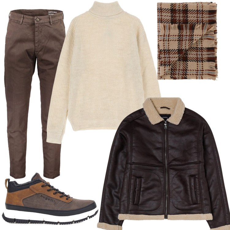 Outfit uomo - Total look #2001990. Stile Casual per Tutti i giorni. Abbinamento con maglieria, sciarpe, giacche, pantaloni, stivali e stivaletti.