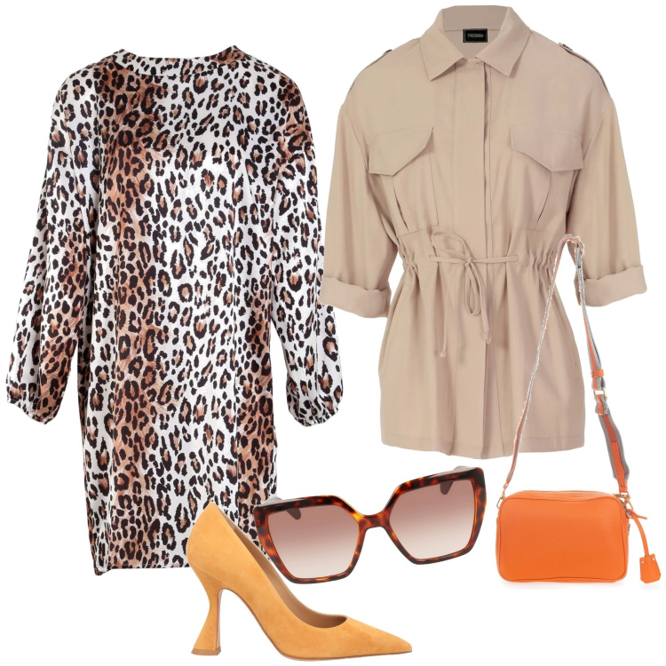 Outfit donna - Di moda e pure in saldo. Stile Trendy per Serata fuori. Abbinamento con décolleté, vestiti, borse a tracolla, blazer, occhiali da sole.