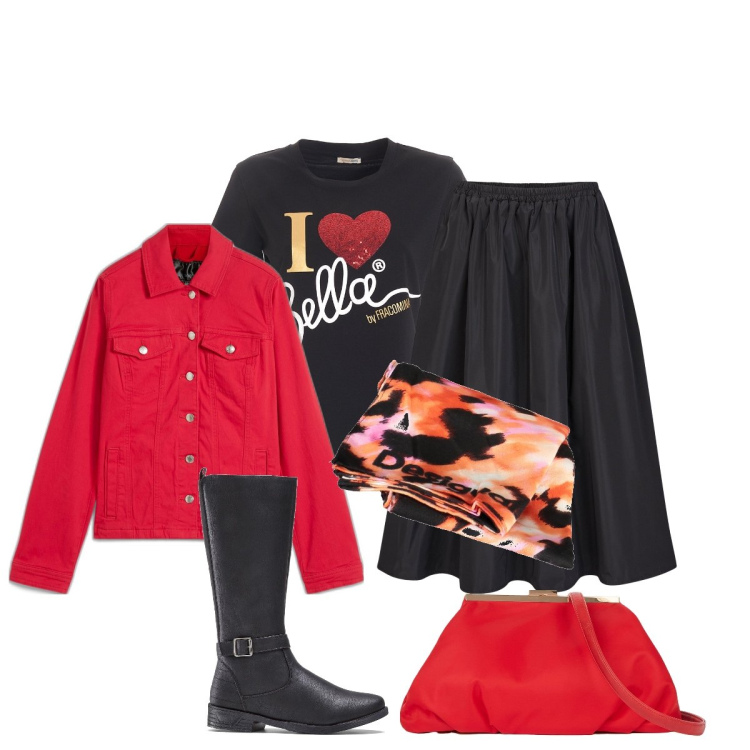 Outfit donna - Trendy con la borsa vintage. Stile Trendy per Tutti i giorni. Abbinamento con stivali, blazer, t-shirt, foulard, gonne lunghe, pochette.