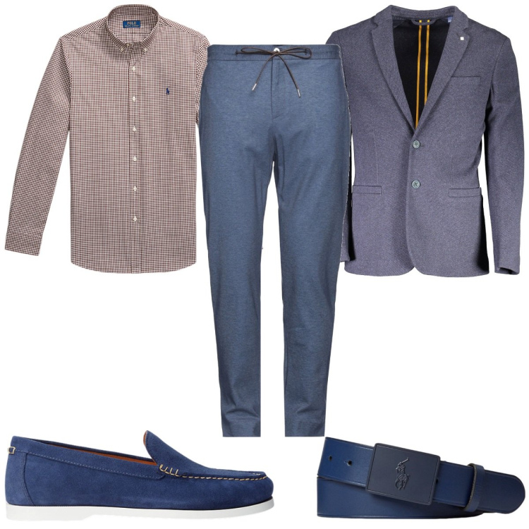 Outfit uomo - Total look #2002232. Stile Casual per Ufficio. Abbinamento con pantaloni, scarpe stringate, camicie, cinture, giacche.