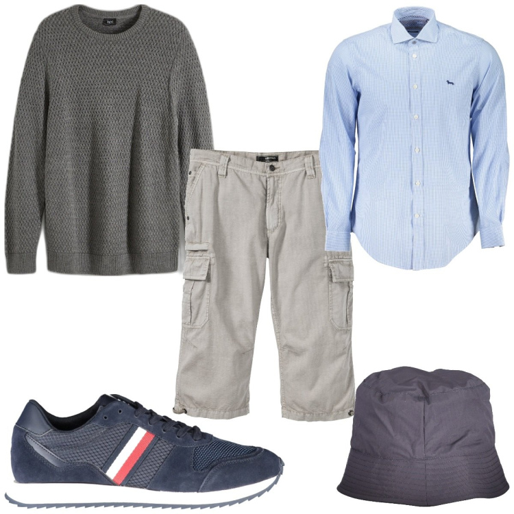 Outfit uomo - Total look #2002233. Stile Casual per Tutti i giorni. Abbinamento con bermuda, maglieria, sneakers, cappelli, camicie.