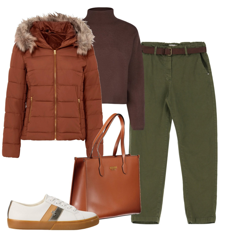 Outfit donna - New morning. Stile Urban per Tutti i giorni. Abbinamento con giacche, pantaloni, sneakers, cardigans, borse a spalla.