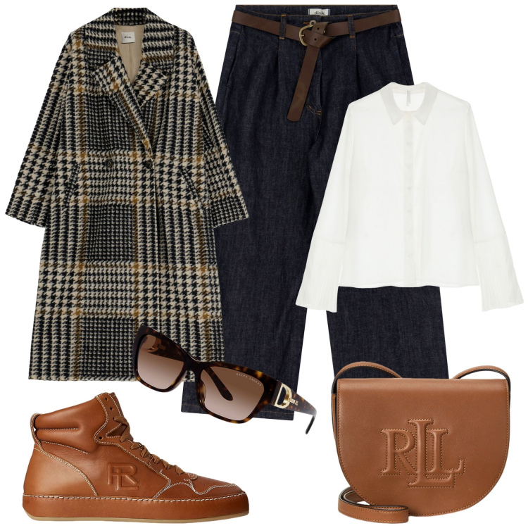 Outfit donna - Black Month Bantoa. Stile Casual per Tutti i giorni. Abbinamento con camicie, jeans, cappotti, borse a tracolla, occhiali da sole, sneakers.