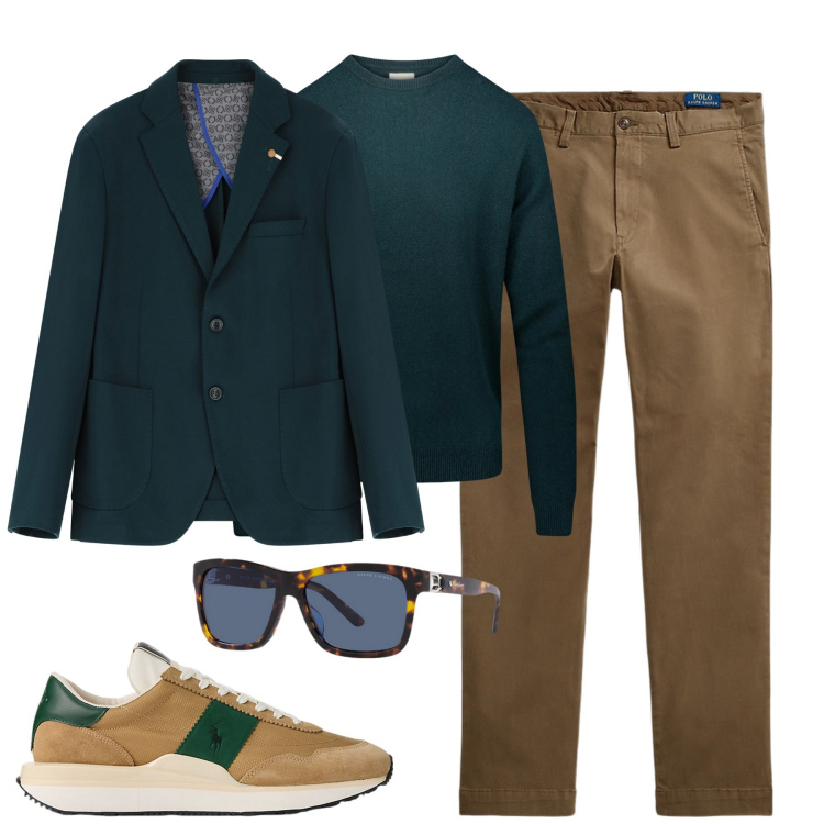 Outfit uomo - Stiloso. Stile Urban per Tutti i giorni. Abbinamento con giacche, pantaloni, occhiali da sole, sneakers, maglieria.