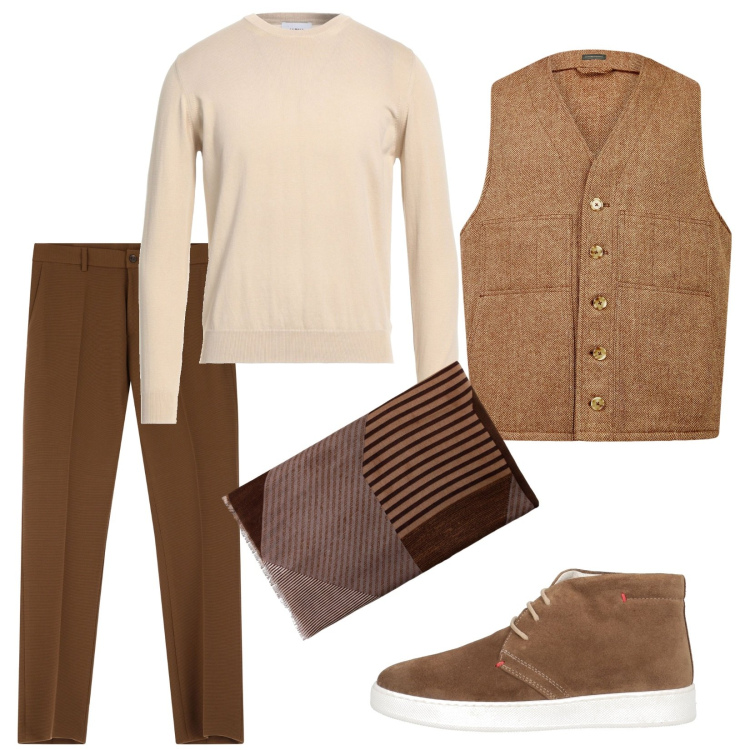 Outfit uomo - Total look #2002693. Stile Business/Elegante per Tutti i giorni. Abbinamento con pullovers, stivali e stivaletti, pantaloni, sciarpe, gilet.