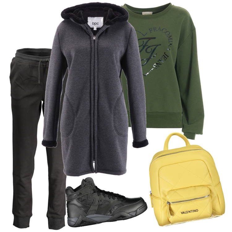 Outfit donna - Sportivamente. Stile Casual per Sport. Abbinamento con felpe, felpe, sneakers, pantaloni, zaini.