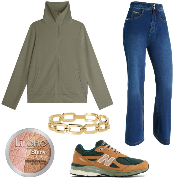 Outfit donna - Stile anni 90. Stile Basic per Tutti i giorni. Abbinamento con terre, braccialetti, sneakers, felpe, jeans.