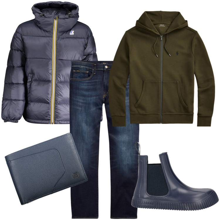 Outfit uomo - Gli stivaletti in gomma. Stile Urban per Tutti i giorni. Abbinamento con stivali e stivaletti, jeans dritti, felpe, giacche, portafogli.