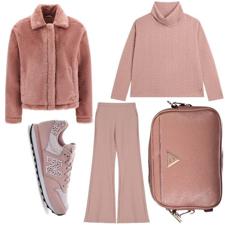 Outfit donna - Voglia di comodita´. Stile Basic per Tutti i giorni. Abbinamento con pantaloni, maglieria, cappotti, sneakers, borse a tracolla.