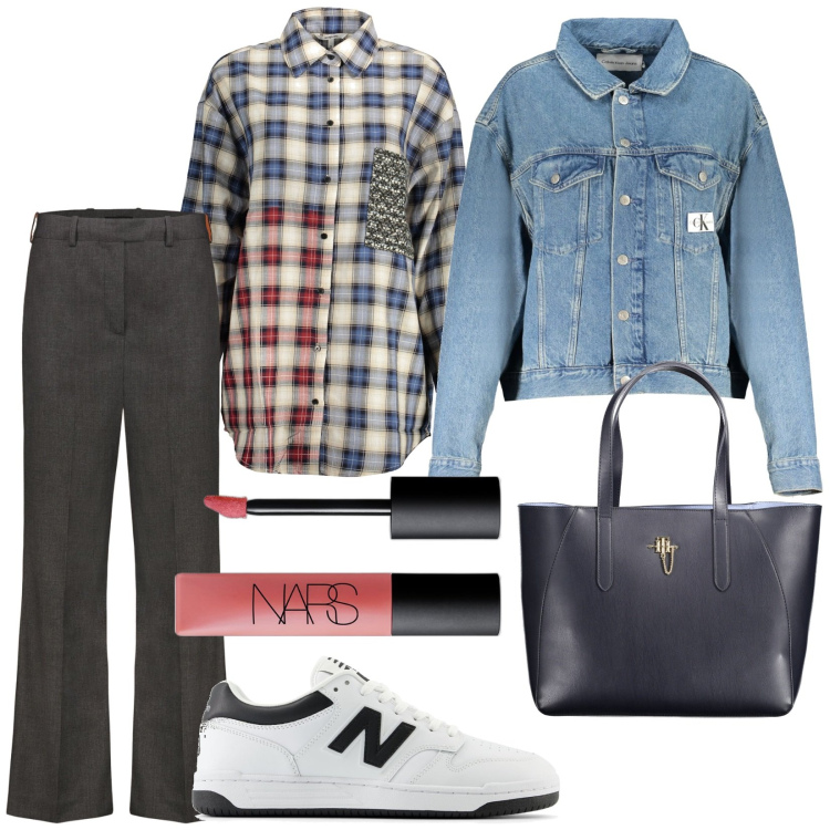Outfit donna - Ma che ne dici di un caffè?. Stile Casual per Tutti i giorni. Abbinamento con rossetti, sneakers, pantaloni, camicie, blazer, borse a spalla.