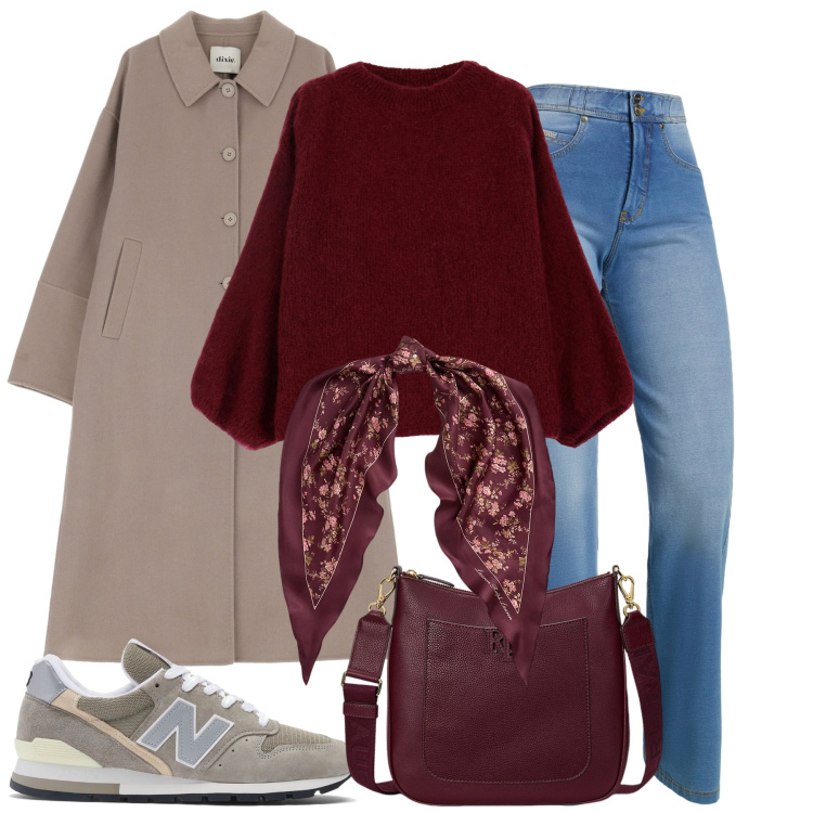 Outfit donna - City. Stile Casual chic per Tutti i giorni. Abbinamento con sneakers, pullovers, jeans, cappotti, foulard, borse a tracolla.