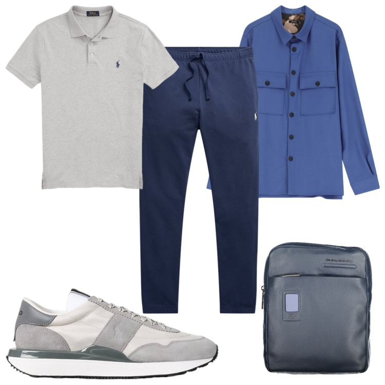 Outfit uomo - Total look #2003187. Stile Trendy per Tutti i giorni. Abbinamento con camicie, polo, pantaloni, sneakers, portafogli.