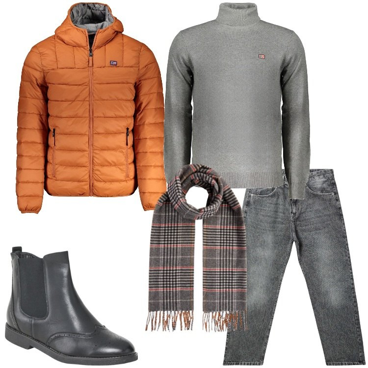Outfit uomo - Arriva il freddo. Stile Casual per Tutti i giorni. Abbinamento con jeans, stivali e stivaletti, sciarpe, giacche, maglieria.