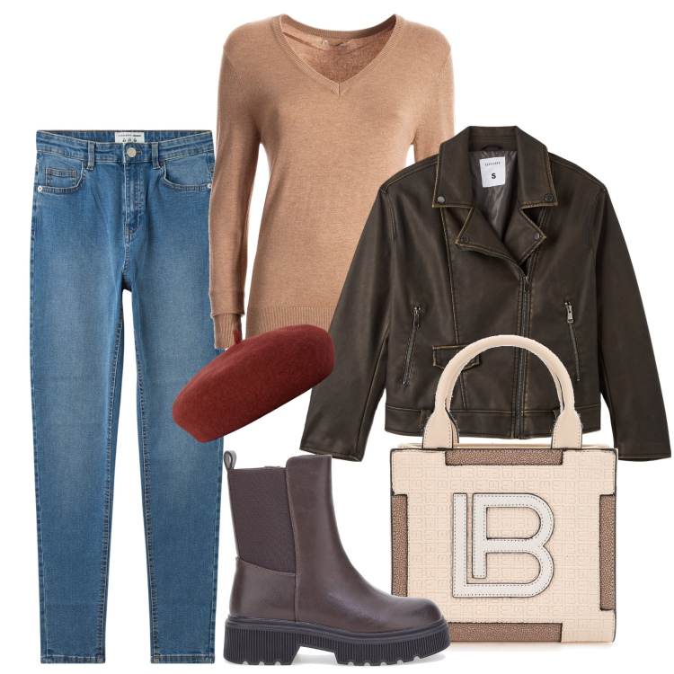 Outfit donna - Toni neutri - Focus Donna Curvy Italy. Stile Casual per Tutti i giorni. Abbinamento con jeans skinny, giacche, maglieria, stivaletti, cappelli e berretti, borse a spalla.