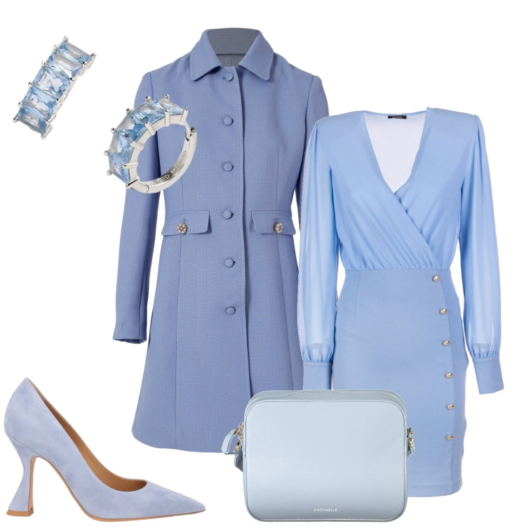 Outfit donna - Total look #2003625. Stile Chic per Serata fuori. Abbinamento con décolleté, orecchini, vestiti a tubino, trench, borse a tracolla.