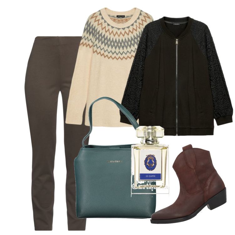 Outfit donna - Carthusia. Stile Casual chic per Tutti i giorni. Abbinamento con stivaletti texani, pantaloni, profumi, maglieria, borse a spalla, felpe.