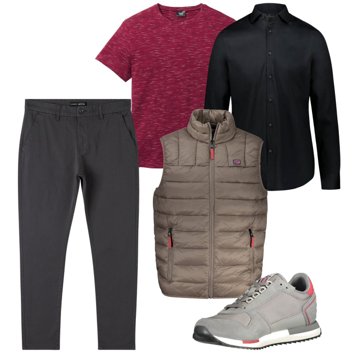 Outfit uomo - Novembre. Stile Casual per Tutti i giorni. Abbinamento con t-shirt, pantaloni chino, camicie, sneakers, giacche.
