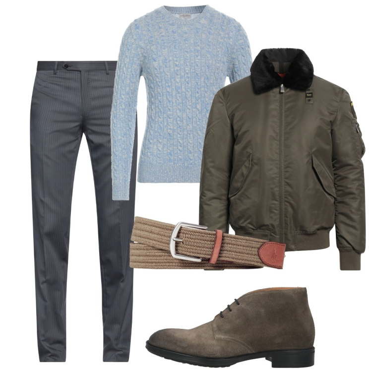 Outfit uomo - Casual di lusso. Stile Casual per Serata speciale. Abbinamento con giacche, stivali e stivaletti, pantaloni, pullovers, cinture.