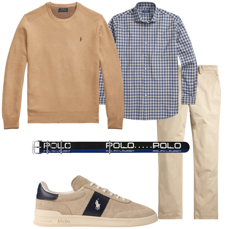 Outfit uomo - Total look #2003773. Stile Trendy per Tutti i giorni. Abbinamento con pantaloni, orologi, camicie, maglieria, sneakers.
