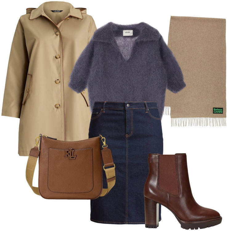 Outfit donna - La maglia che avvolge. Stile Casual chic per Tutti i giorni. Abbinamento con borse a tracolla, cappotti, stivaletti chelsea, gonne, maglieria, sciarpe.