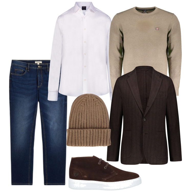 Outfit uomo - Moka sui jeans. Stile Casual per Tutti i giorni. Abbinamento con jeans dritti, stivali e stivaletti, camicie, giacche, maglieria, berretti.