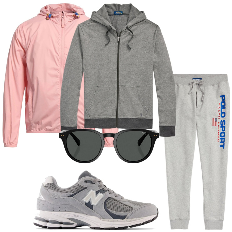 Outfit uomo - Sportivo e dinamico. Stile Casual per Sport. Abbinamento con giacche, sneakers, occhiali da sole, pantaloni, felpe con cappuccio.