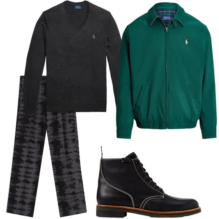 Outfit uomo - Cosmopolita moderno. Stile Urban per Ufficio. Abbinamento con pantaloni, stivali, maglieria, giacche.