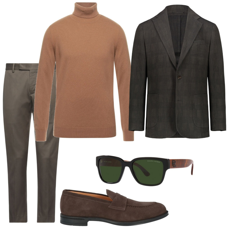 Outfit uomo - Total look #2003896. Stile Business/Elegante per Serata speciale. Abbinamento con pantaloni, scarpe stringate, maglieria, occhiali da sole, giacche.