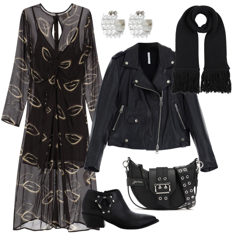 Outfit donna - Rock baby. Stile Rock per Tutti i giorni. Abbinamento con sciarpe, orecchini, giacche, vestiti, stivaletti, borse a spalla.