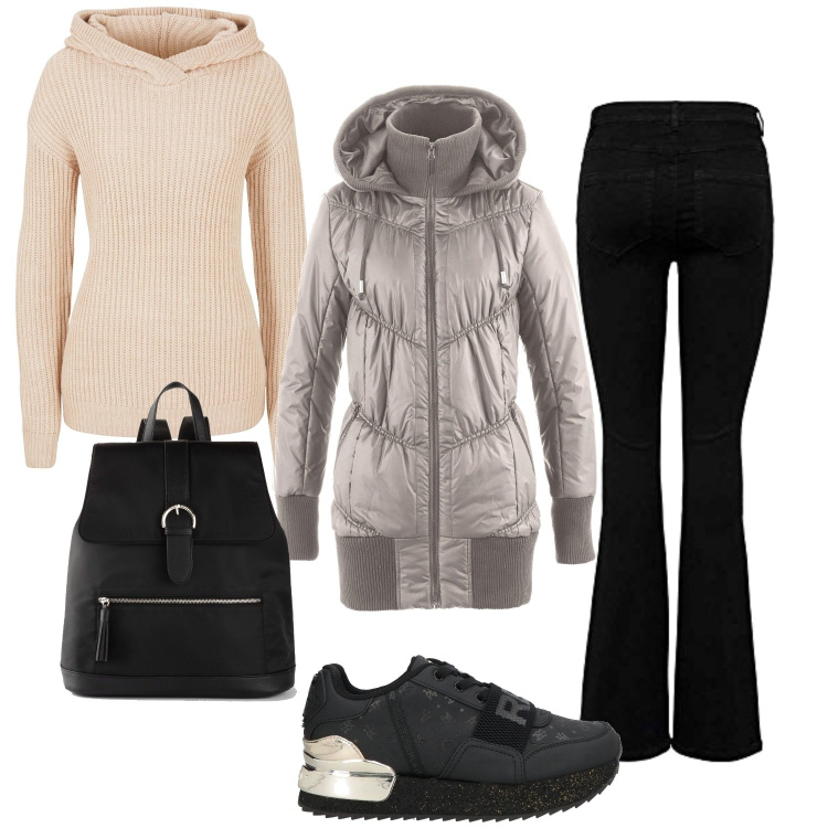 Outfit femme - La doudoune. Style Urban pour Tous les jours. Assortir avec pulls, blazers, sacs à dos, sneakers, jean patte d'éléphant.
