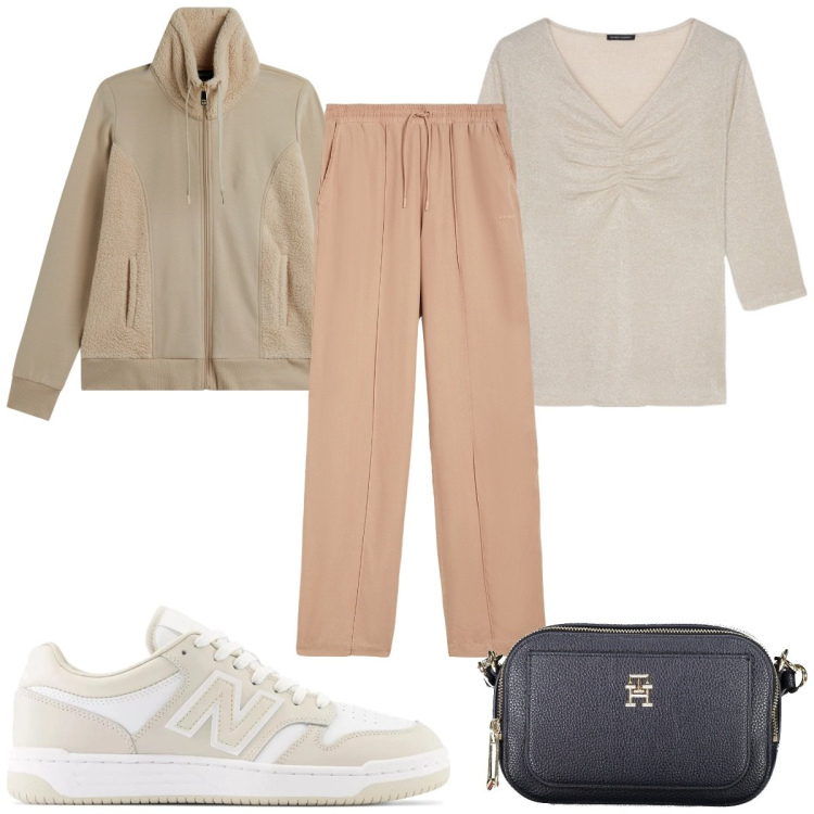 Outfit donna - Total look #2004031. Stile Basic per Tutti i giorni. Abbinamento con sneakers, pantaloni, felpe, borse a tracolla, maglieria.