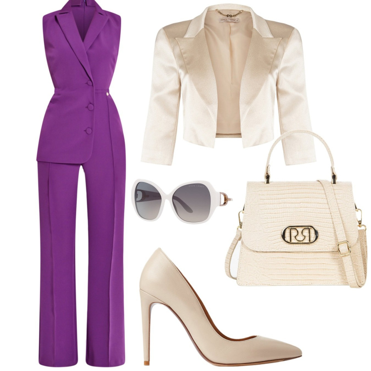Outfit donna - Cerimonia chic. Stile Chic per Cerimonia. Abbinamento con tute, bolero, borse a mano, occhiali da sole, décolleté.