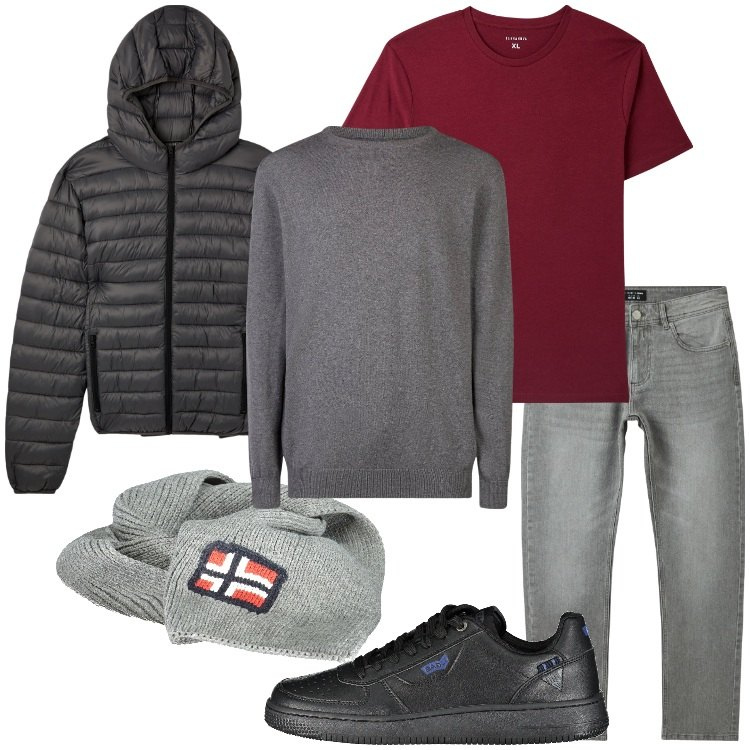 Outfit uomo - Comodo e Basic. Stile Casual per Tutti i giorni. Abbinamento con giacche, jeans, t-shirt, maglieria, sneakers, sciarpe.