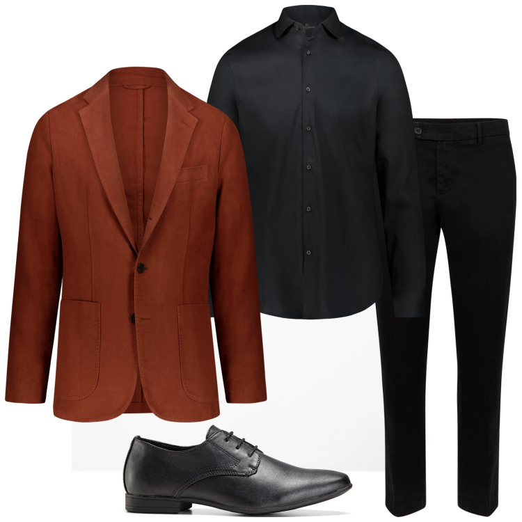 Outfit uomo - In ufficio. Stile Business/Elegante per Ufficio. Abbinamento con scarpe stringate, camicie, pantaloni chino, giacche.