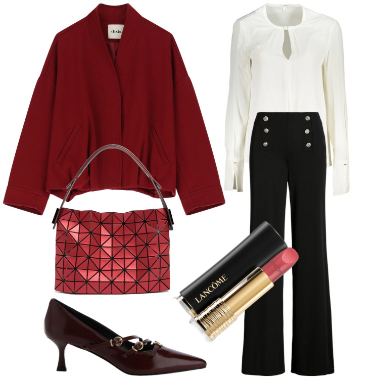 Outfit donna - Total look #2004396. Stile Chic per Tutti i giorni. Abbinamento con rossetti, pantaloni, blazer, décolleté, camicie, borse a spalla.