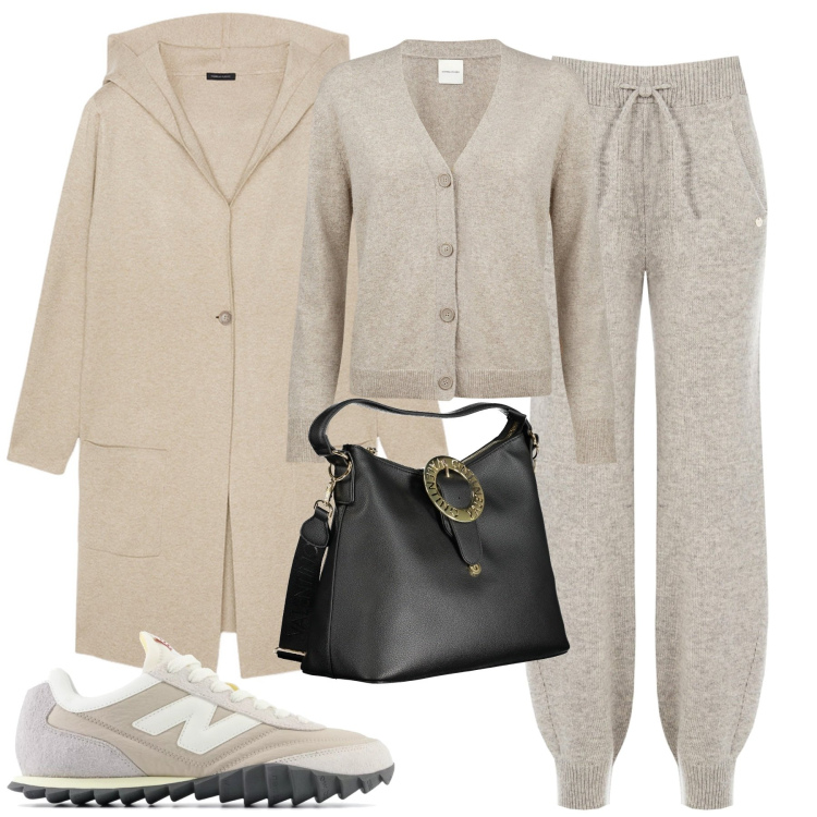 Outfit donna - City. Stile Casual per Tutti i giorni. Abbinamento con sneakers, pantaloni, cardigans, borse a spalla, cardigans.