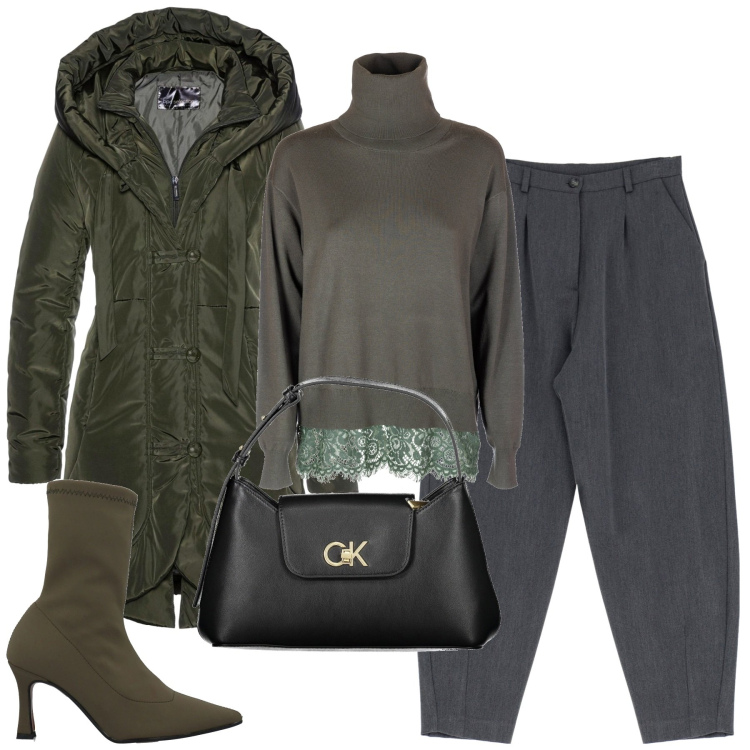 Outfit donna - City. Stile Casual chic per Tutti i giorni. Abbinamento con blazer, stivaletti, maglieria, pantaloni, borse a spalla.