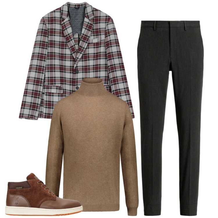 Outfit uomo - Quadroni. Stile Casual per Tutti i giorni. Abbinamento con giacche, stivali, pantaloni, maglieria.