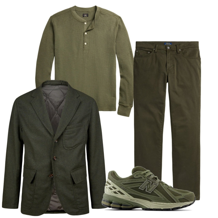 Outfit uomo - Verde. Stile Trendy per Tutti i giorni. Abbinamento con sneakers, pantaloni, t-shirt, giacche.