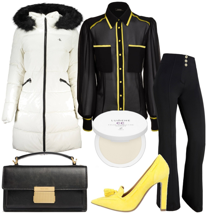 Outfit donna - Total look #2004786. Stile Trendy per Serata fuori. Abbinamento con décolleté, ciprie, camicie, pantaloni, blazer, borse a mano.