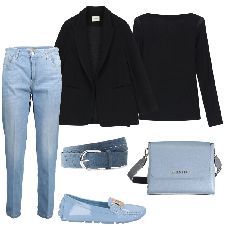 Outfit donna - Mocassini in tessuto spalmato. Stile Casual per Ufficio. Abbinamento con cinture, mocassini, t-shirt, blazer, borse a spalla, jeans.