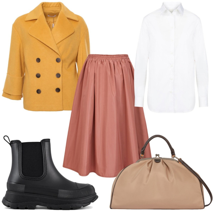 Outfit donna - Caban super trendy. Stile Trendy per Tutti i giorni. Abbinamento con cappotti, stivali, gonne lunghe, borse a spalla, camicie.