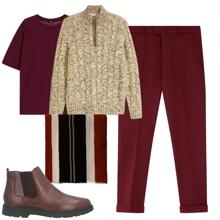 Outfit uomo - City. Stile Trendy per Tutti i giorni. Abbinamento con maglieria, stivali e stivaletti, t-shirt, pantaloni, sciarpe e foulard.