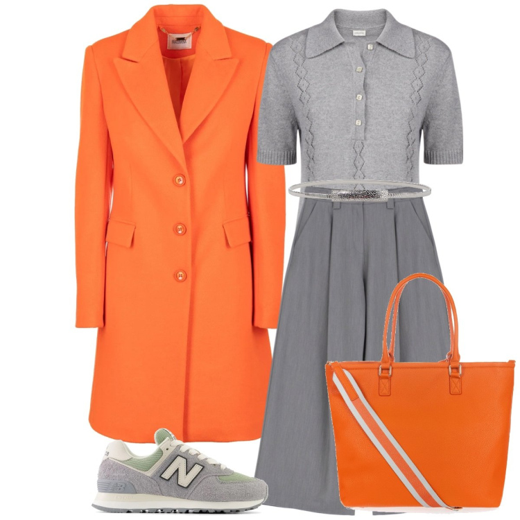 Outfit donna - Total look #2005480. Stile Sporty chic per Tutti i giorni. Abbinamento con sneakers, cappotti, borse tote, pantaloni a palazzo, cinture, polo.