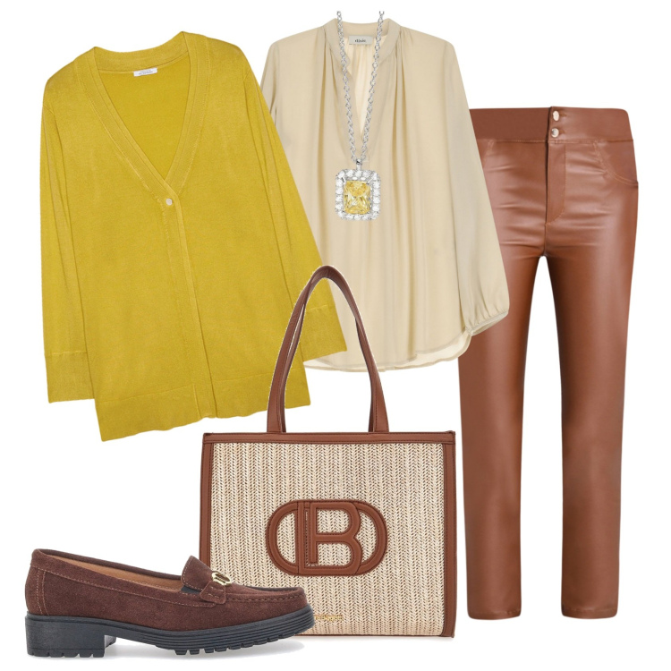 Outfit donna - Bantoa black month. Stile Casual chic per Tutti i giorni. Abbinamento con collane, pantaloni, camicie, borse a spalla, mocassini, cardigans.